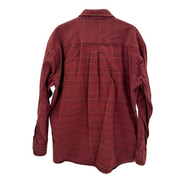 Cabelas Mens Burgundy Long Sleeve Button-Down Shirt Size L 100% Cotton Casual - Picture 2 of 5